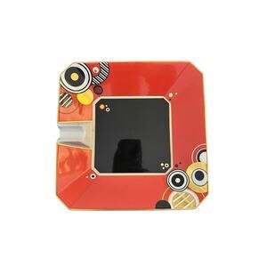 VINTAGE GOEBEL FERAUD Passion Red Black Gold Art Deco Large Ashtray EUC 7”